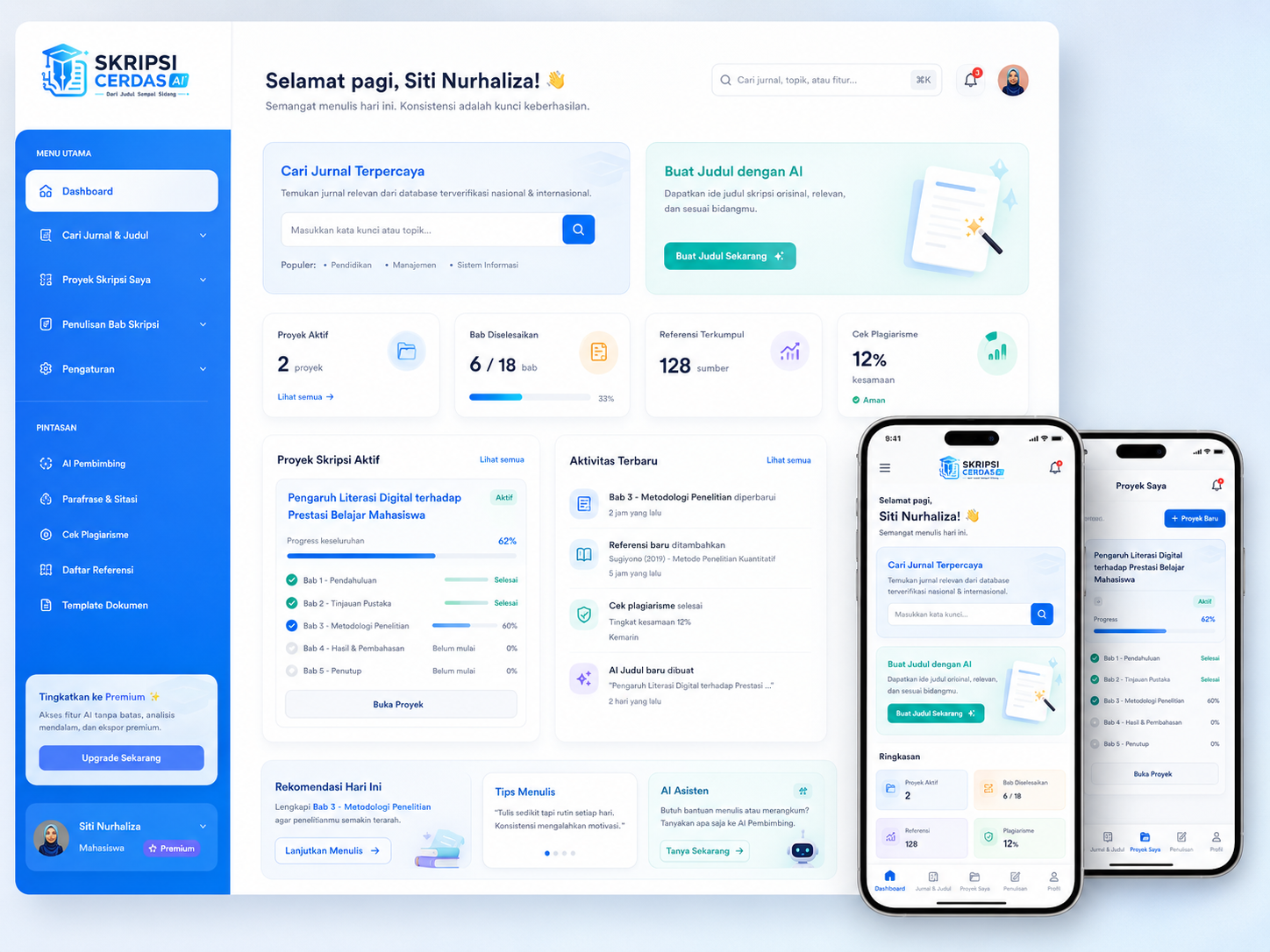 Tampilan desktop dan mobile SKRIPSI CERDAS AI